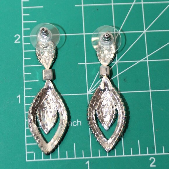 Aurora Borealis and Clear Crystal Dangle Pierced Earrings - Picture 5 of 9